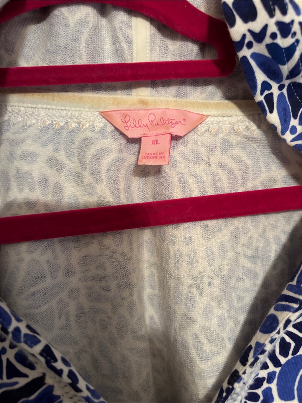 Lilly Pulitzer Blue and White Hooded Tassel-Trim Tunic - Picture 2 of 5